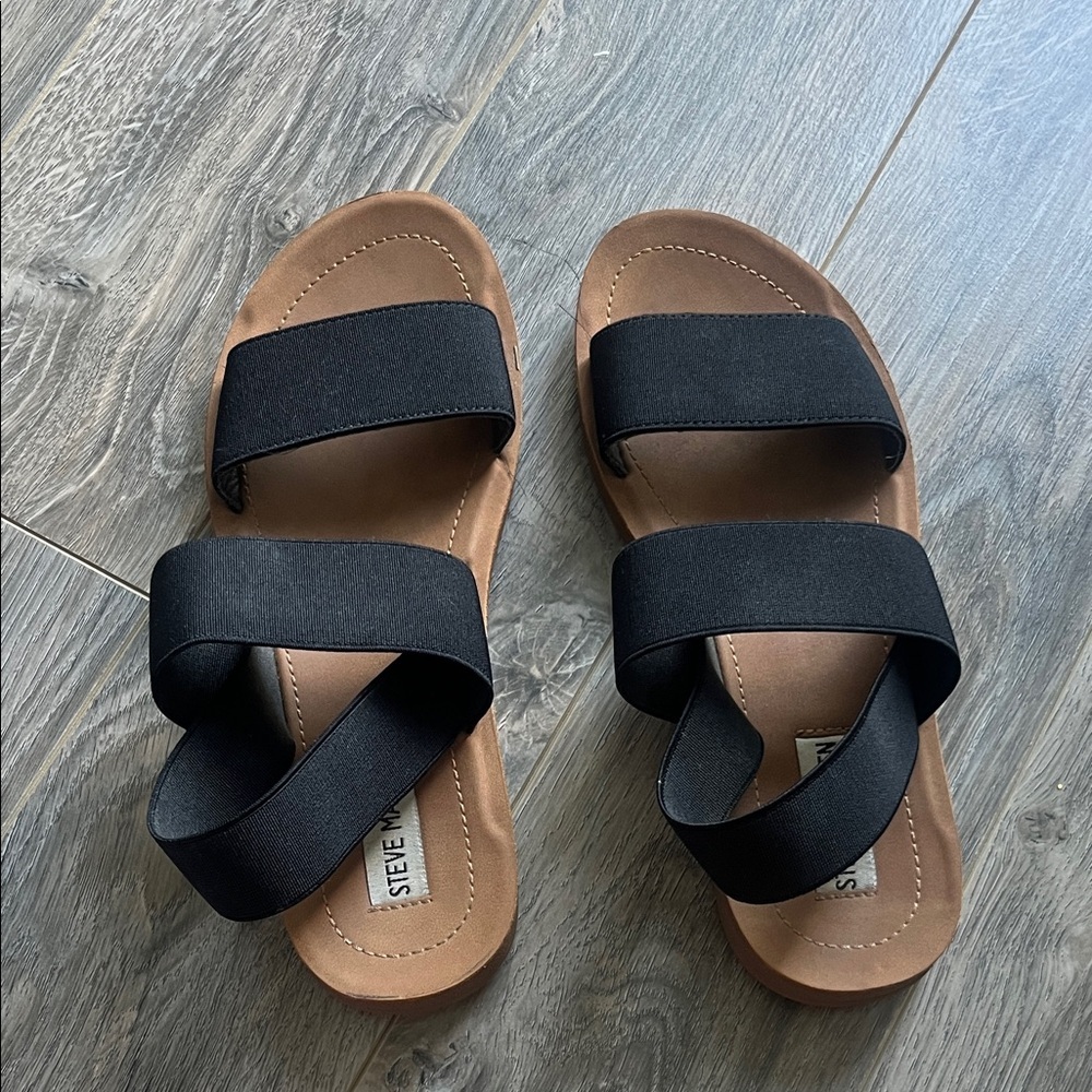 Steve Madden Black Double Strap Sandals